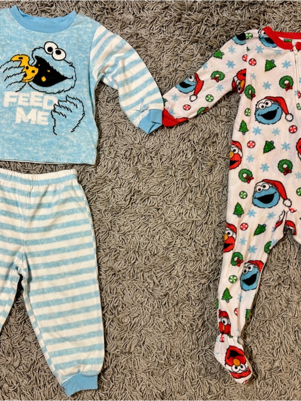 Sesame Street Holiday Footed Pajama - Red, Green, Blue